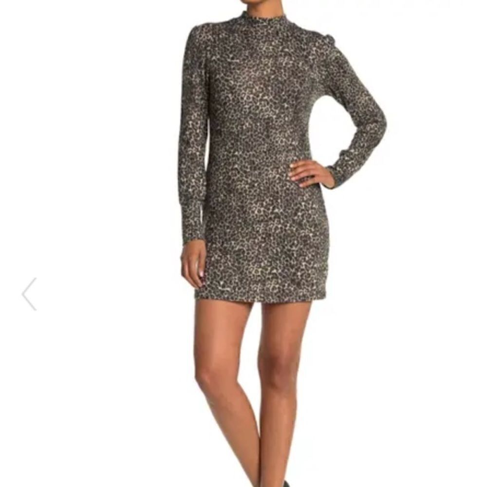 117 Cozy Leopard Mock Neck Knit Dress
